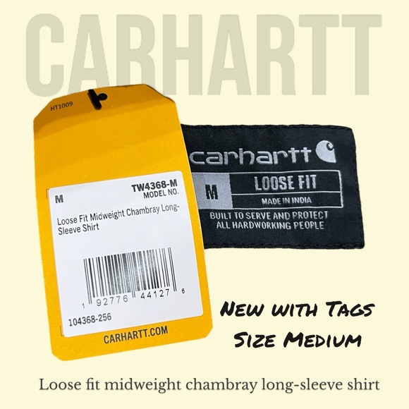 Carhartt Loose Fit Midweight Chambray Long-Sleeve Shirt NEW W/ TAGS - Picture 3 of 3